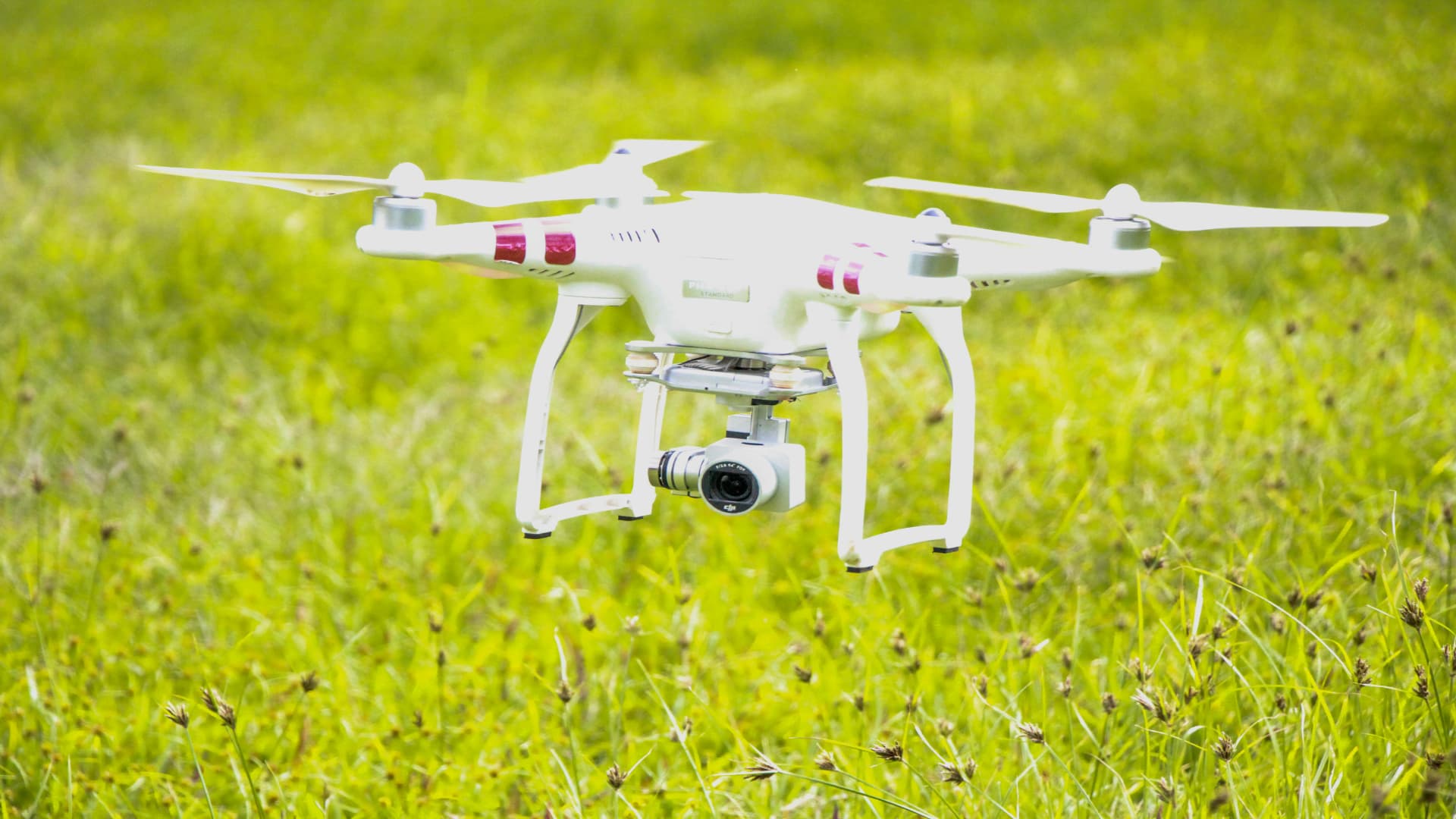 Agricultural drone over fields